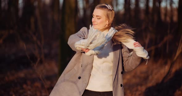 Beautiful Positive Female Wearing Sunglasses in Woods alt