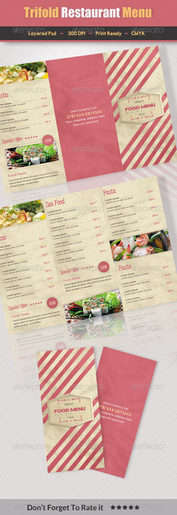Trifold Restaurant Menu 2 - Food Menus Print Templates