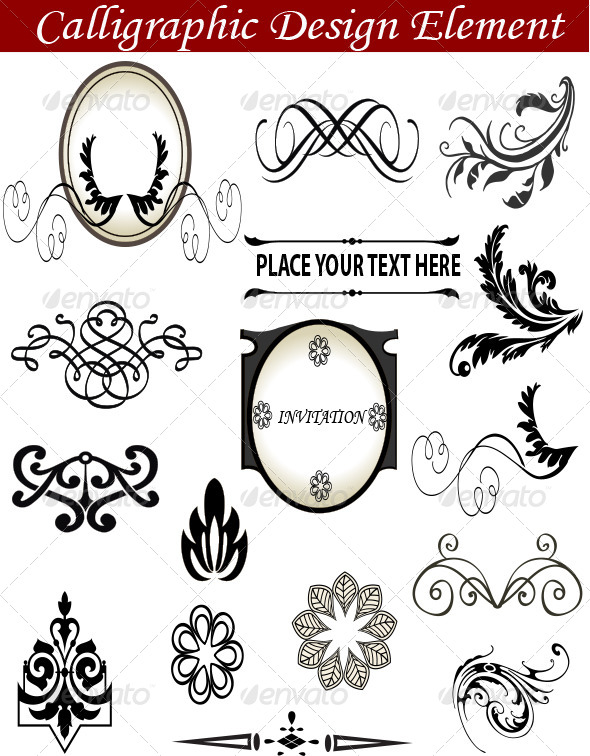 Calligraphic Design Element - Flourishes / Swirls Decorative