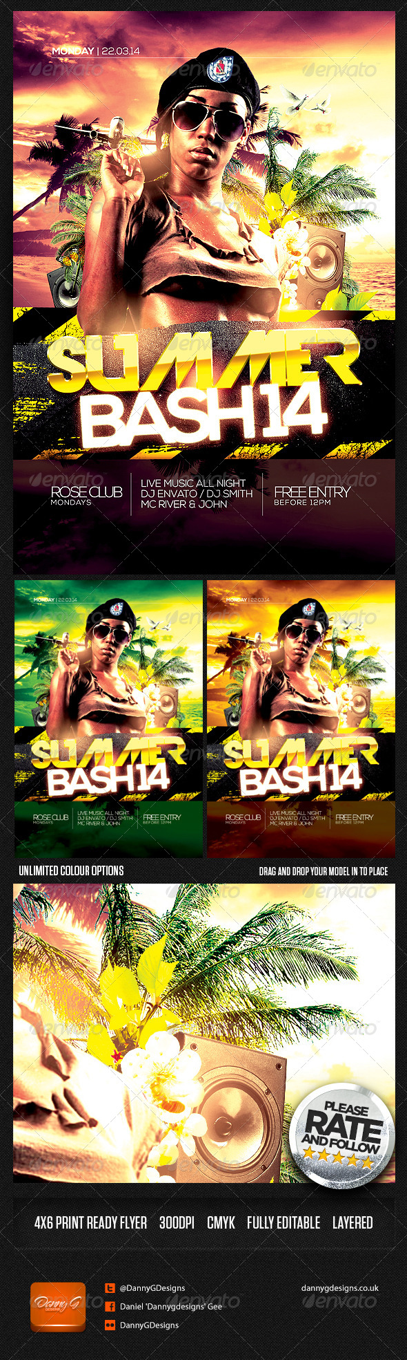 Summer Bash '14 Flyer Template PSD - Clubs & Parties Events