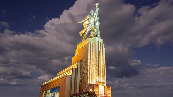 monument Rabochiy i Kolkhoznitsa, sculptor Vera Mukhina, Moscow, Russia. Made of in 1937