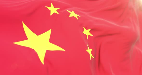 Realistic China Flag Close Up 4K Loop alt