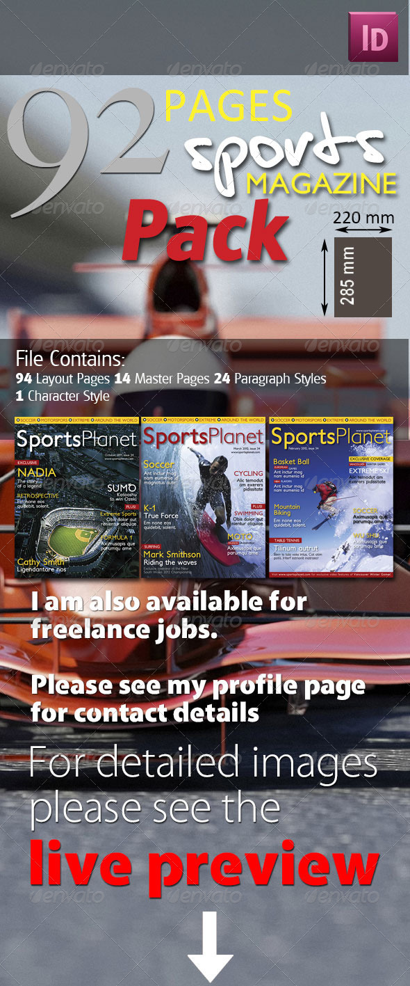 92 Pages Sports Magazine Pack - Magazines Print Templates