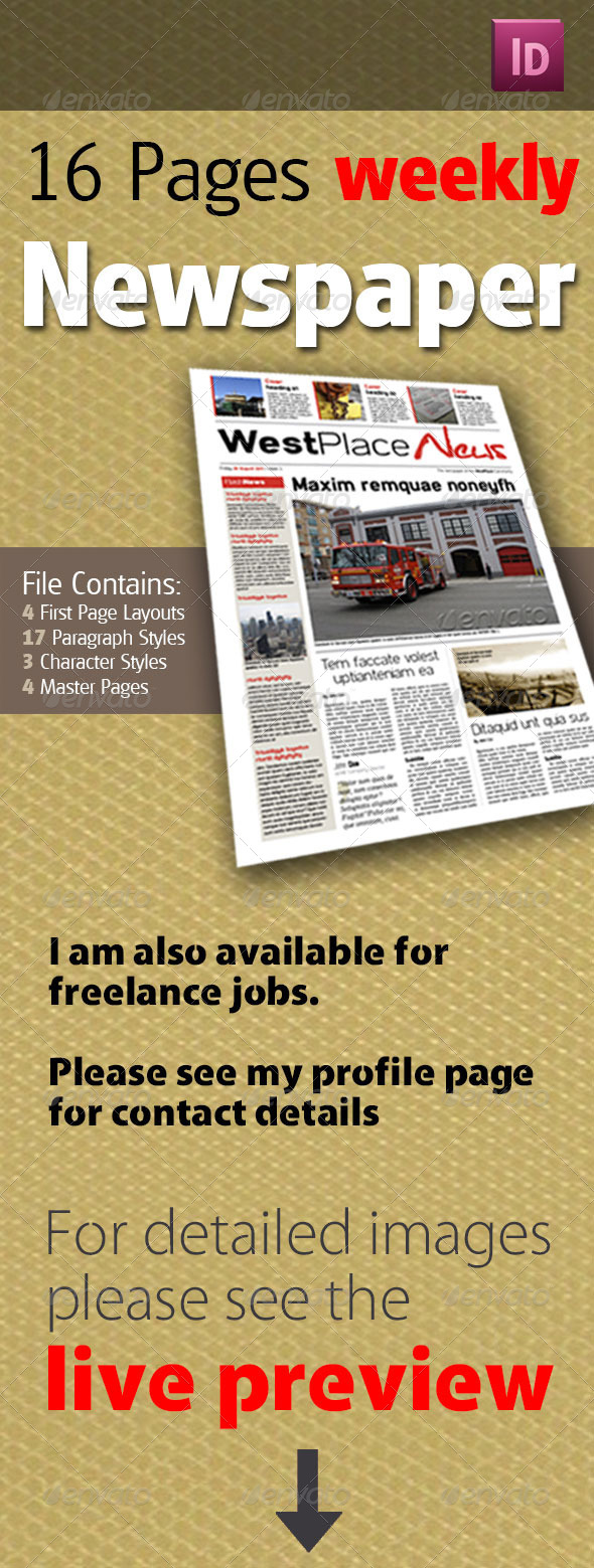 16 Pages Weekly Newspaper - Newsletters Print Templates