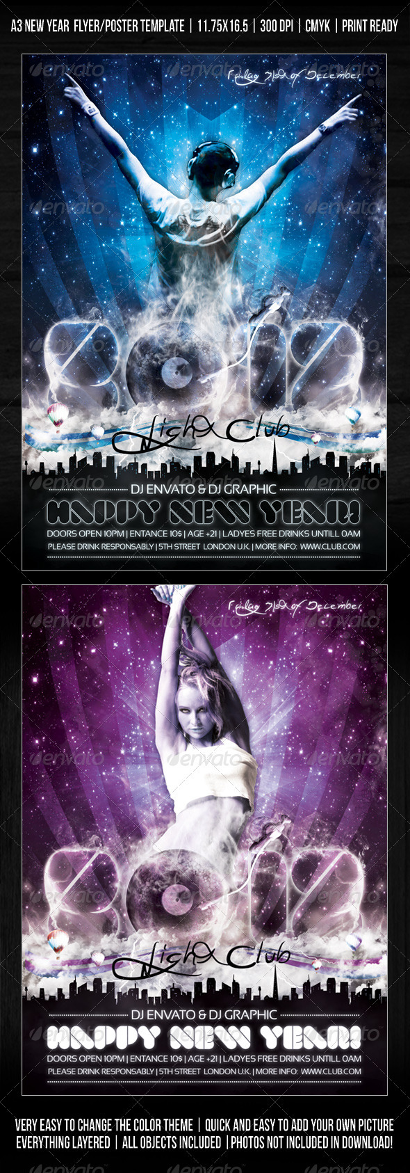 New Year Party Flyer Template - Clubs & Parties Events