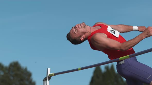 Track athlete doing high jump in super slow motion, shot on Phantom Flex 4K