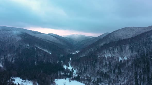 Bird Eye View of Mountains Covered with Snow