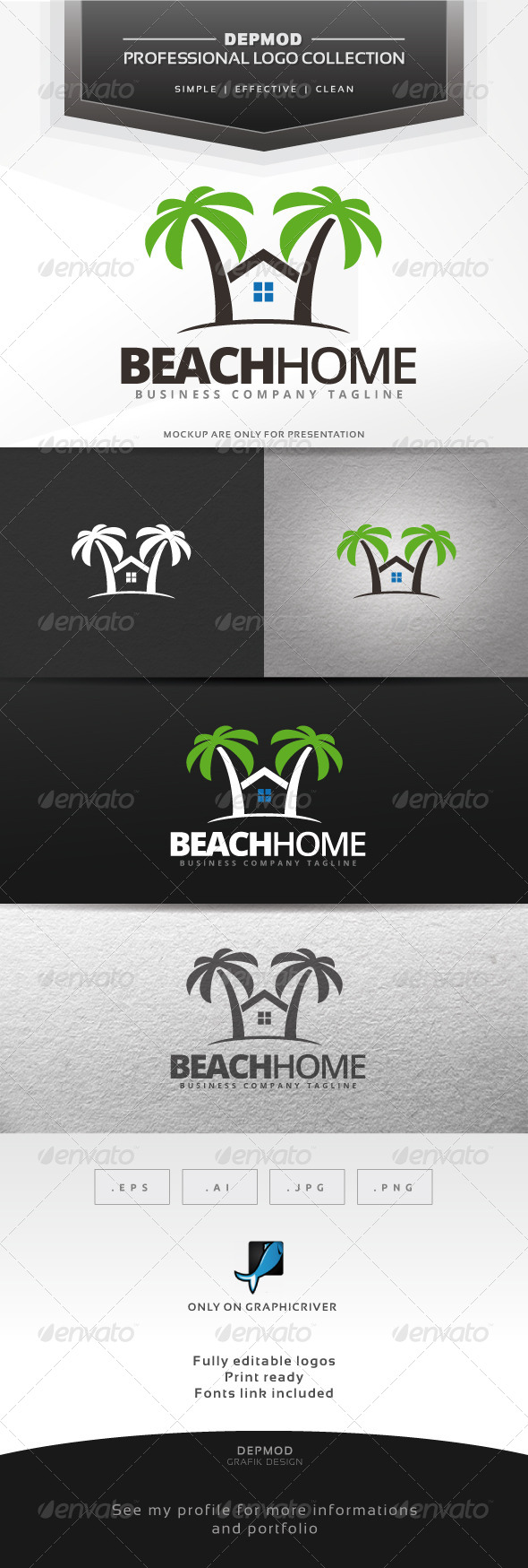 Beach Home Logo - Buildings Logo Templates