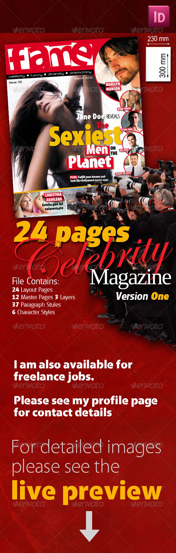 24 Pages Celebrity Magazine Version One - Magazines Print Templates