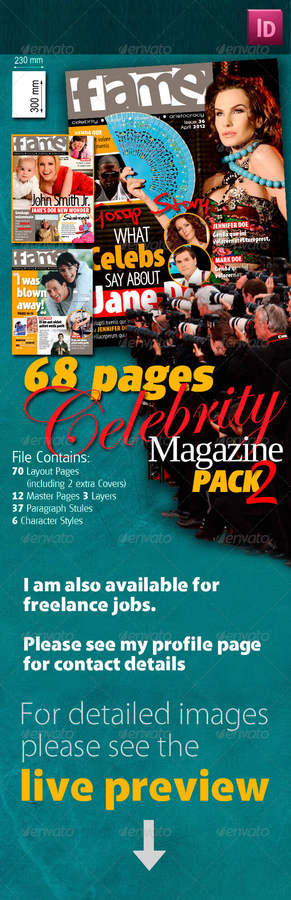 68 Pages Celebrity Magazine Pack 2 - Magazines Print Templates