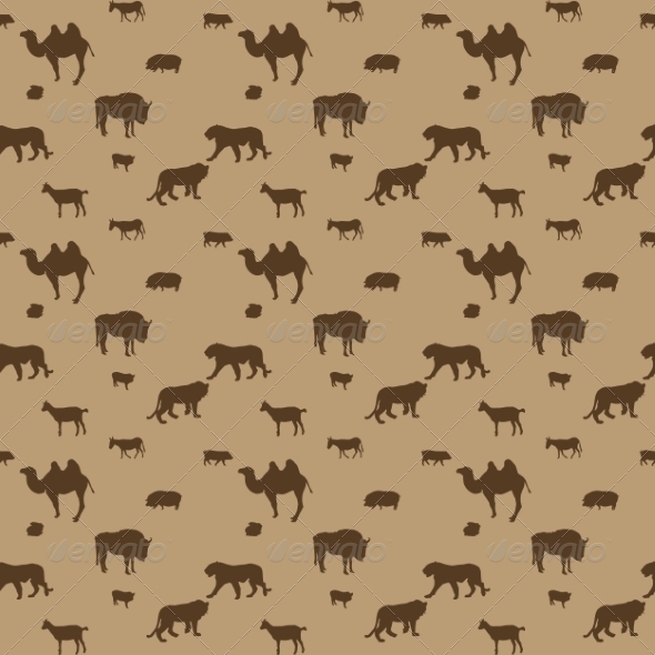 Silhouette of Wild and Domestic Animals Seamless - Animals Characters