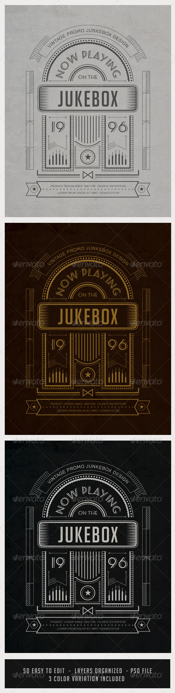 Vintage Junkebox Poster with Shape Layers - Retro/Vintage Business Cards