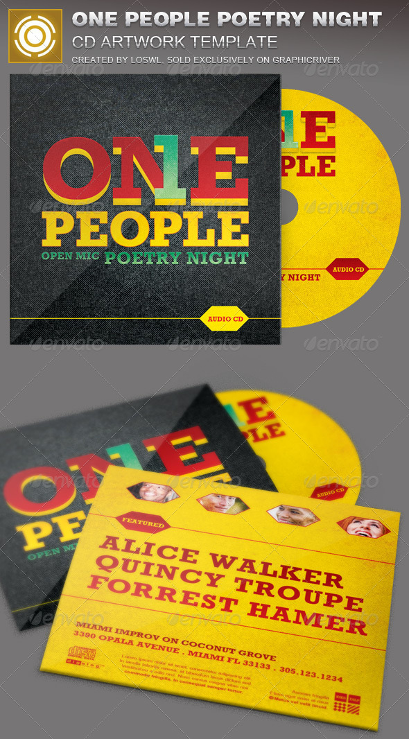 One People Poetry Night CD Artwork Template - CD & DVD Artwork Print Templates