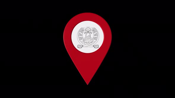 3D Rotating Pin Icon Animation With Afghanistan Coat Of Arms Alpha Channel  4K alt