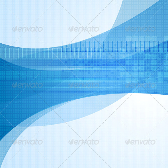 Wavy blue tech vector design - Web Technology