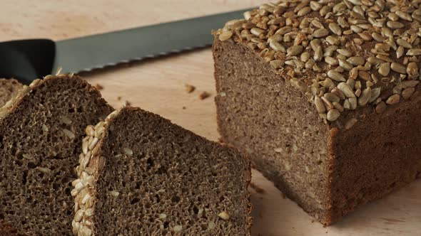 Bread with sunflower seeds. Delicious and healthy home-made wholegrain bread 