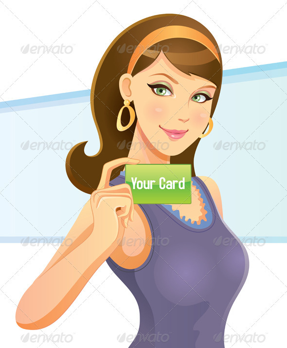 Pretty Girl Holding Card - People Characters