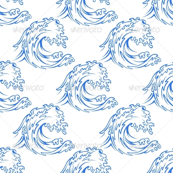 Dainty Outline Pattern of a Curling Wave - Patterns Decorative