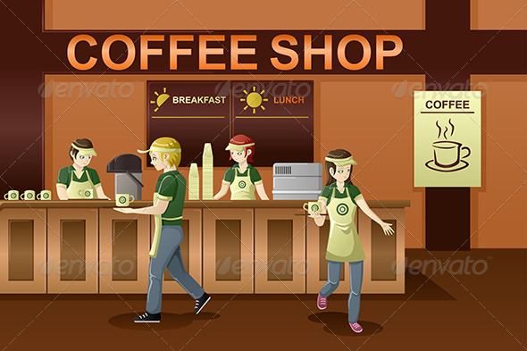 People Working in a Coffee Shop - People Characters