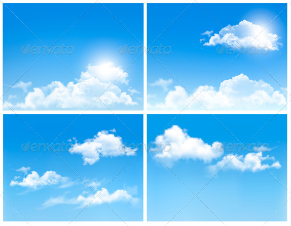 Collection of Backgrounds with Blue Sky and Clouds - Nature Conceptual