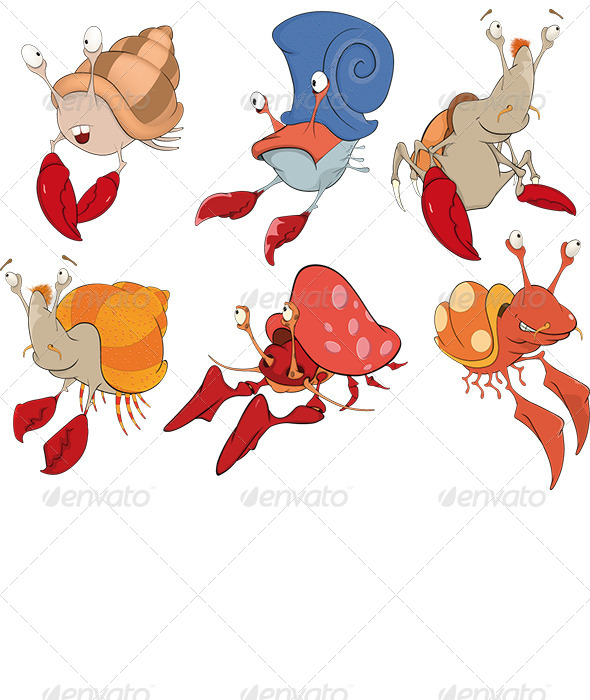 Set of Crabs Cartoons - Animals Characters