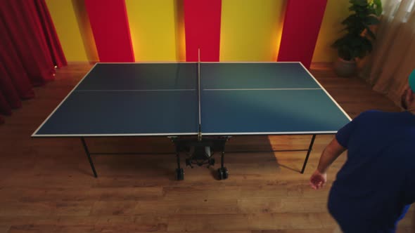 Closeup to the Camera Ping Pong Player Came to the