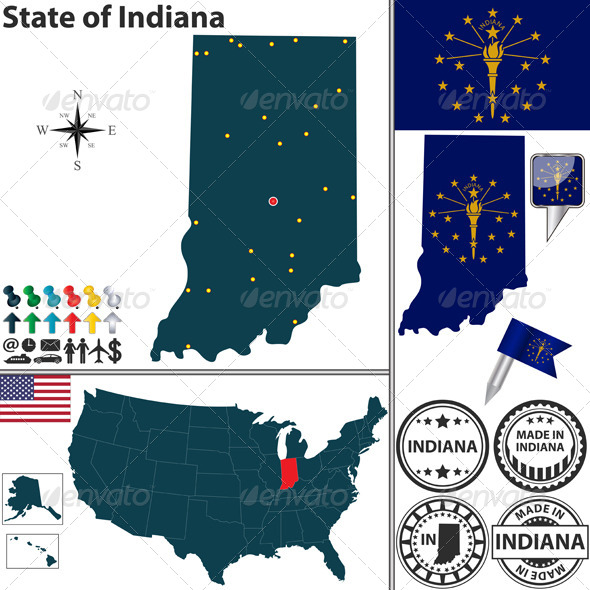 Map of state Indiana, USA - Travel Conceptual