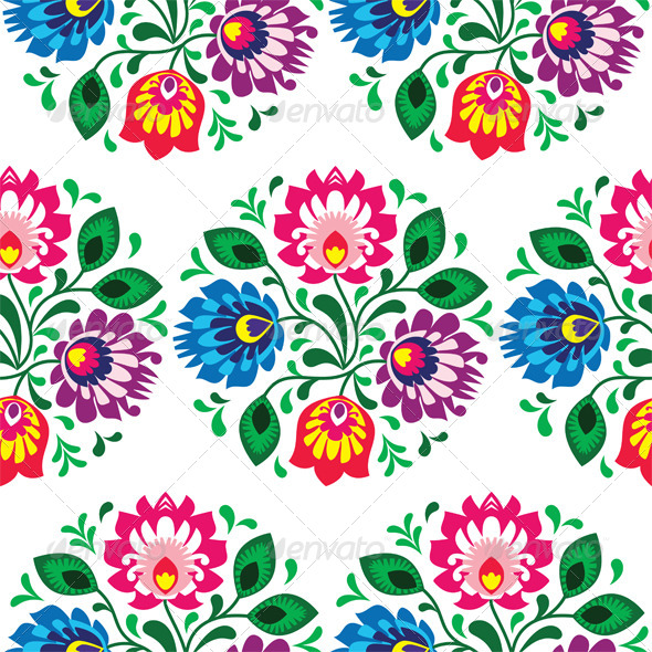 Seamless Traditional Floral Pattern from Poland - Patterns Decorative
