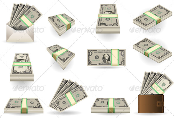 Full Set of One Dollar Banknotes - Business Conceptual