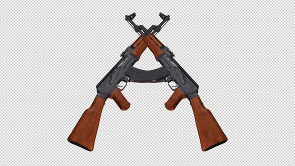 Two Military Guns - Russian Kalashnikov AK 47 - Transparent Transition