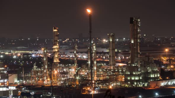 Footage B Roll of Timelapse oil refinery factory industrial. time lapse oil refinery