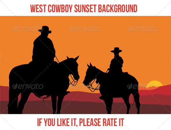 West Cowboy Sunset 2 - Landscapes Nature
