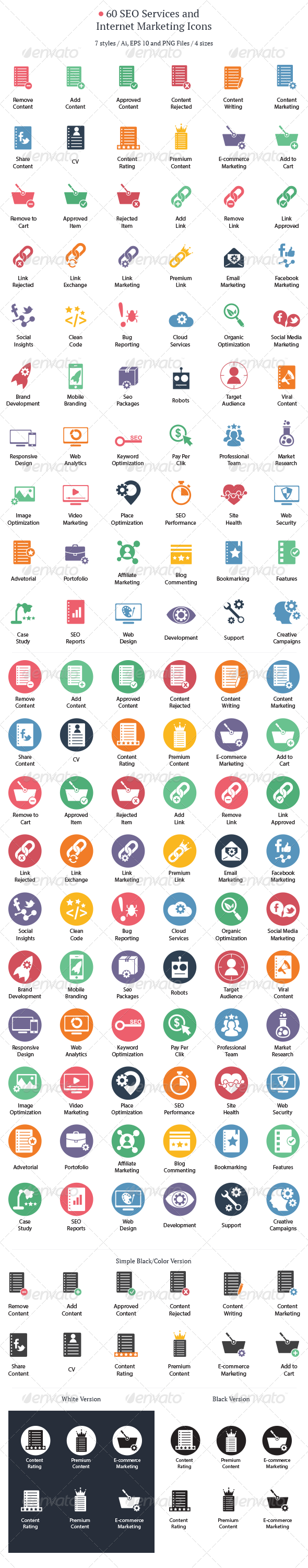 SEO Services and Internet Marketing Icons - Business Icons