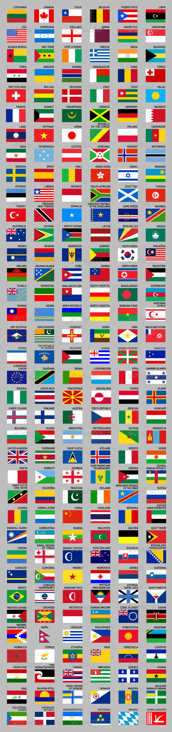 216 Flags of World - Travel Conceptual