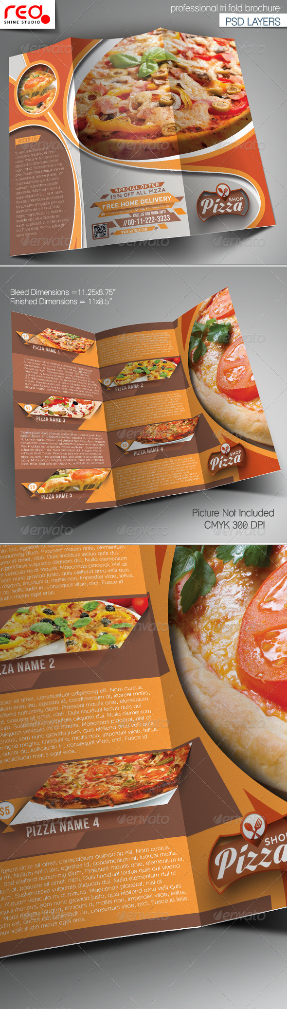 Pizza Shop Trifold Brochure Template - Catalogs Brochures