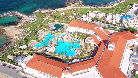 Panoramic view of the coastal resort in Geroskipou area, Paphos. Cyprus alt