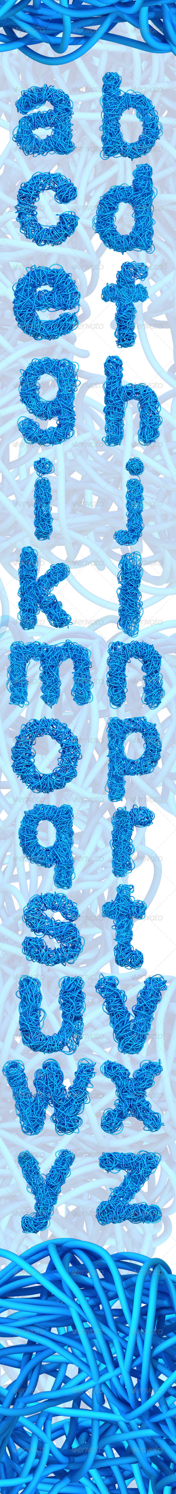 Blue Cable Alphabet Lowercase - Text 3D Renders