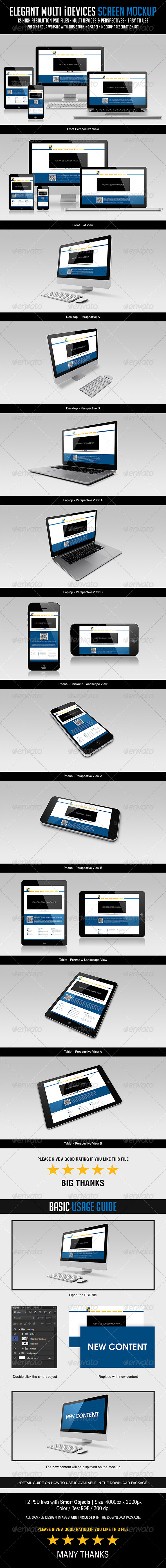 Elegant Multi iDevices Screen Mockup - Multiple Displays