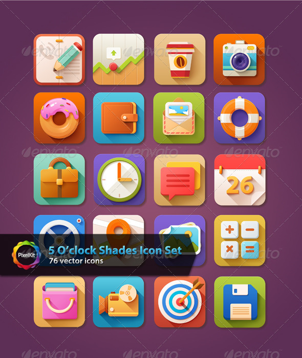 5 O’clock Shades Icon Set - Web Icons