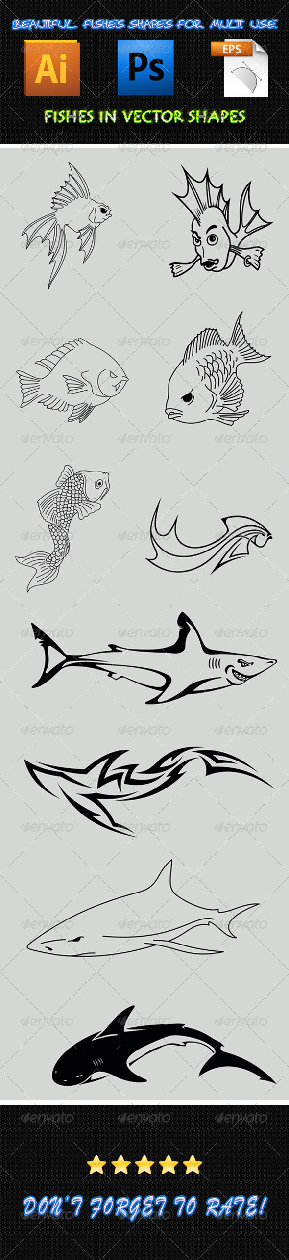 Fish Shapes 02 - Animals Characters