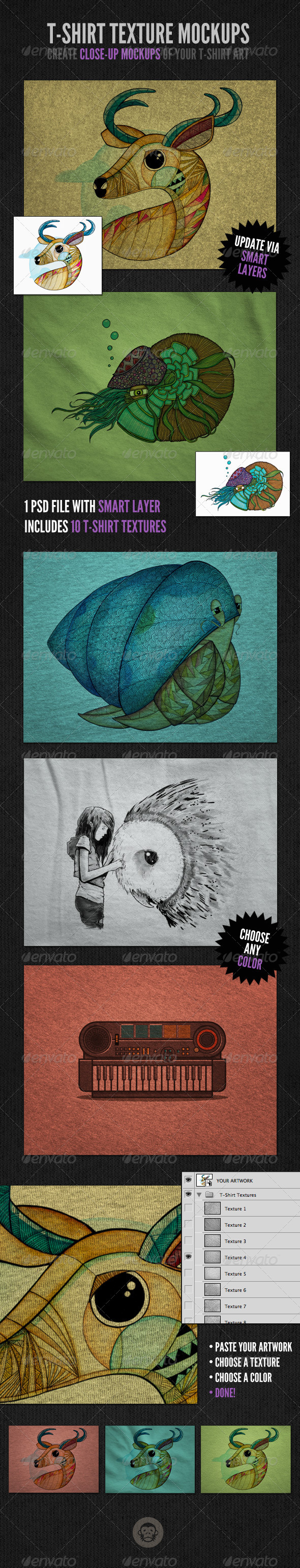 T-Shirt Textures - Mockup Collection - T-shirts Apparel