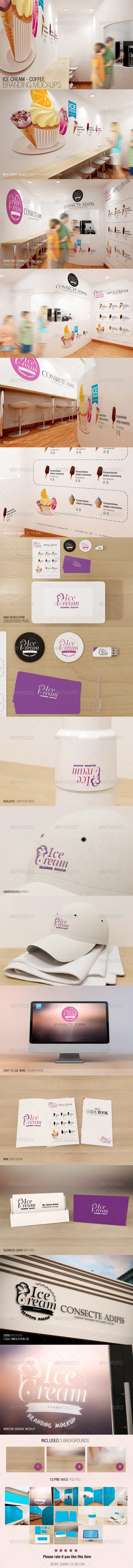Ice Cream - Coffee Branding Mockups - Logo Product Mock-Ups