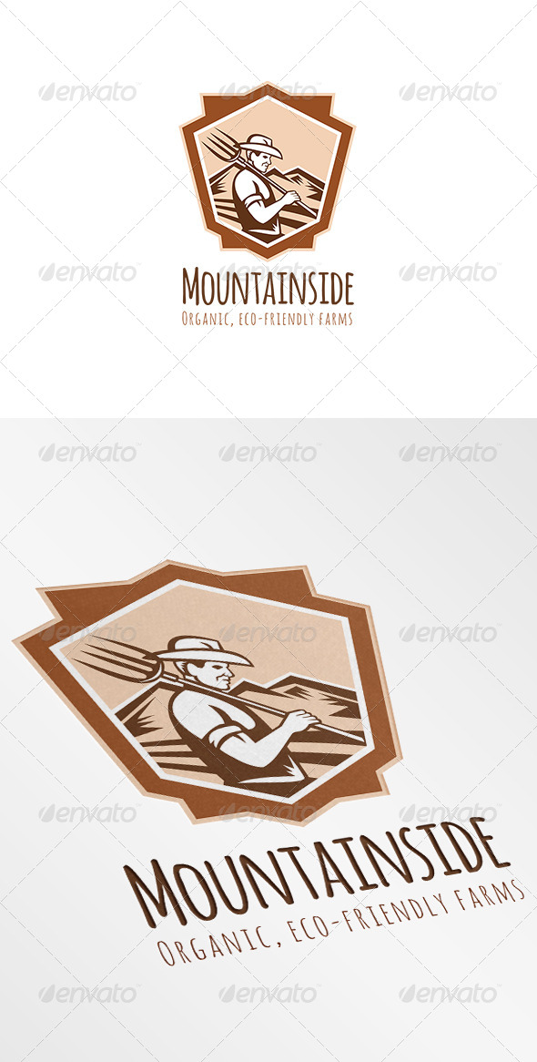 Mountainside Organic Eco-Friendly Farms Logo - Humans Logo Templates