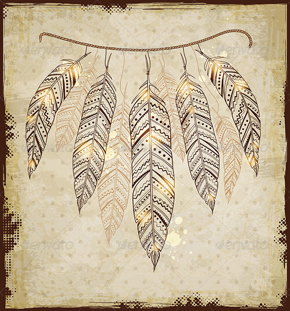 Decorative Background with Feathers - Backgrounds Decorative