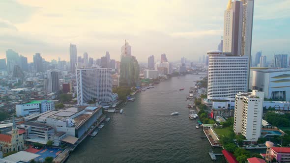 4K UHD : Bangkok thailand aerial city view drone footage over the city. alt