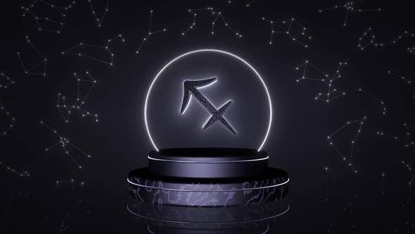 Zodiac sign Sagittarius, 3D animation on a seamless loop alt