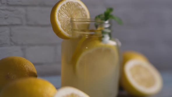 Glass with natural lemon juice