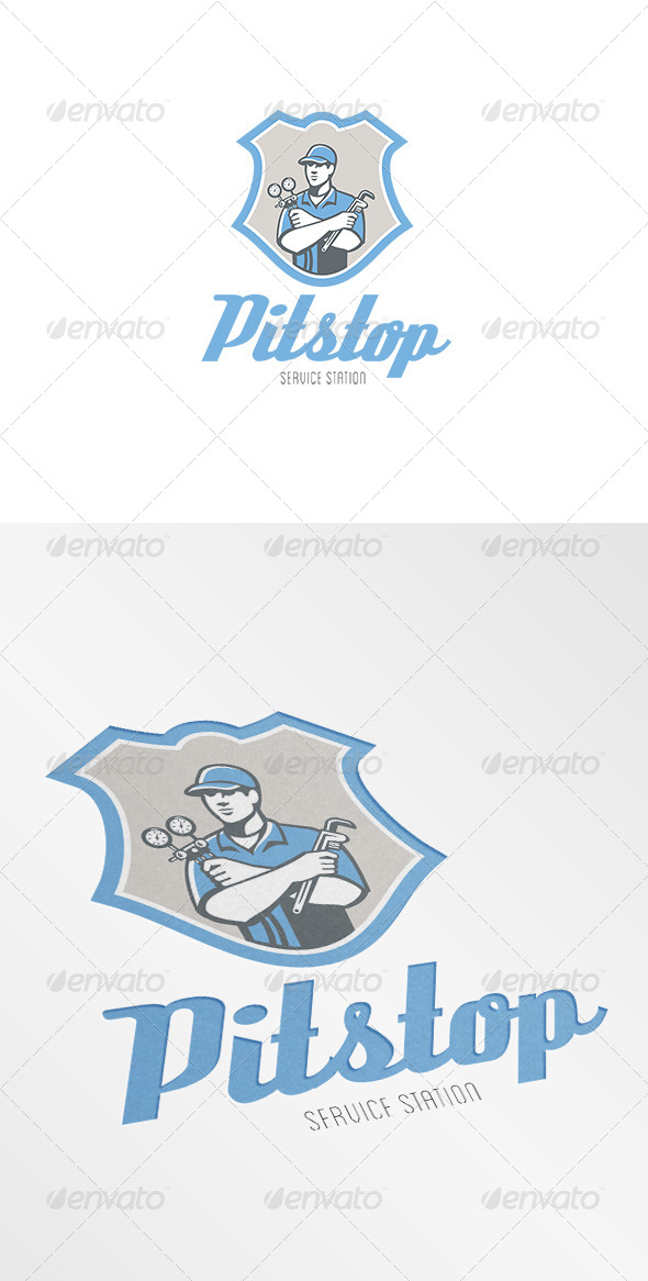 Pitstop Refrigeration Air Conditioning Service Log - Humans Logo Templates