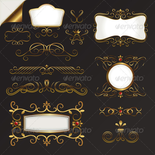 Gold Border Element Vector Set