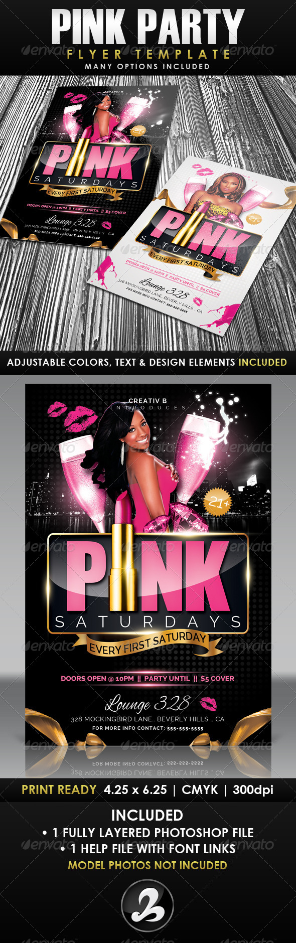 Pink Party Flyer Template - Clubs & Parties Events
